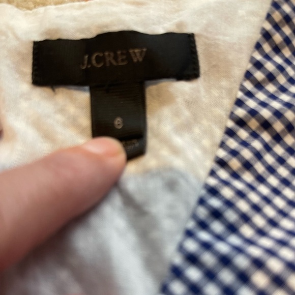 J. Crew Faux-wrap Mini Cap Sleeve Dress In Gingham Navy & White Cotton Size 6 - Picture 4 of 6